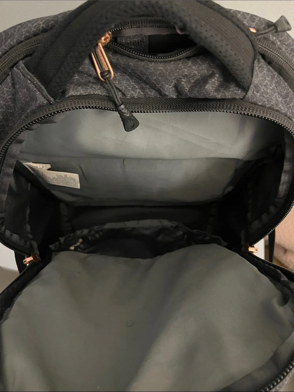 Northface Women’s Recon Bookbag in Black with Rose Gold Hardware